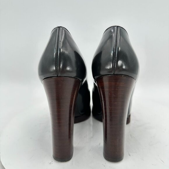 Gucci Women Size 9B Black Leather Platform Slip On Pump Block Heel Shoes - Picture 5 of 11